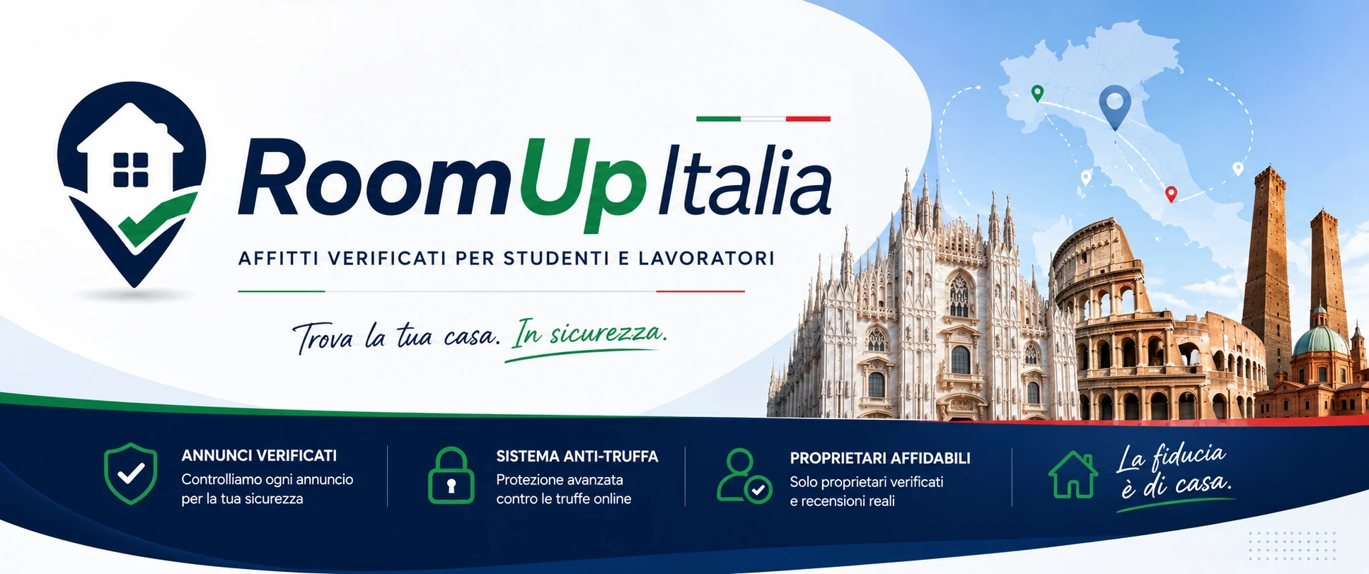 RoomUpItalia: affitti verificati per studenti e lavoratori, annunci controllati, sistema anti-truffa e proprietari affidabili